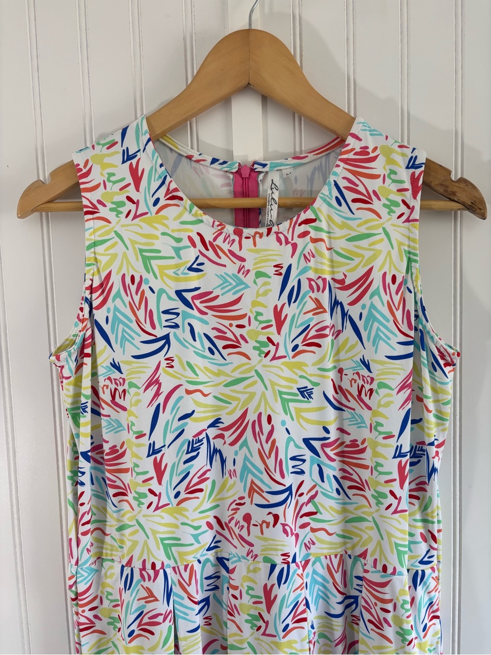 Lulu-B SPF Cooling Colorful Abstract Print Sleeveless Fit & Flare Dress M - Picture 4 of 13